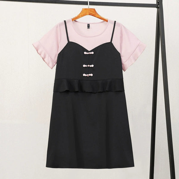 Plus Size 2-in-1 Modern Short Sleeve Qipao Dress (EXTRA BIG SIZE)