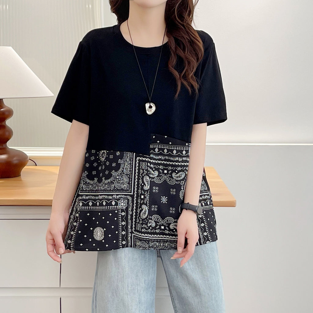 Plus Size Spring/Summer Korean Style Patchwork Top