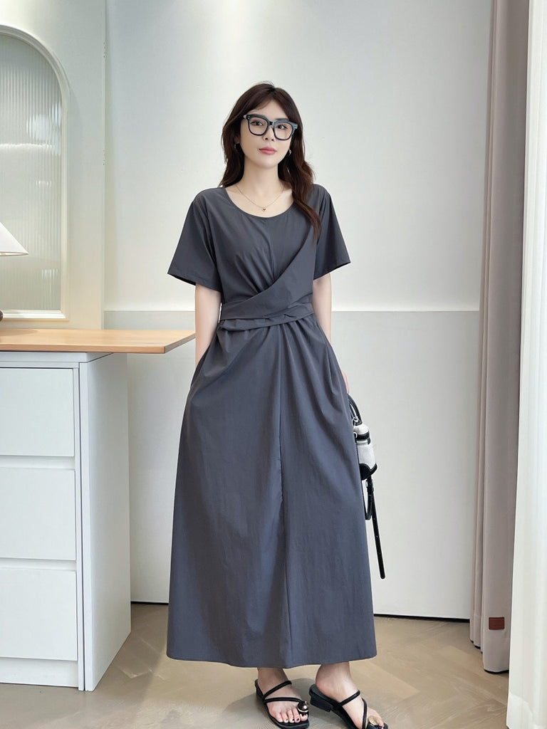 grey wrap dress plus size Plus Size Chloe Ruffled Crepe High-Low Wrap Dress