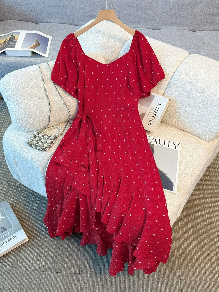 fitted lace wedding dress Plus Size Red Polka Dot A Line Dress (EXTRA BIG SIZE) – Pluspreorder