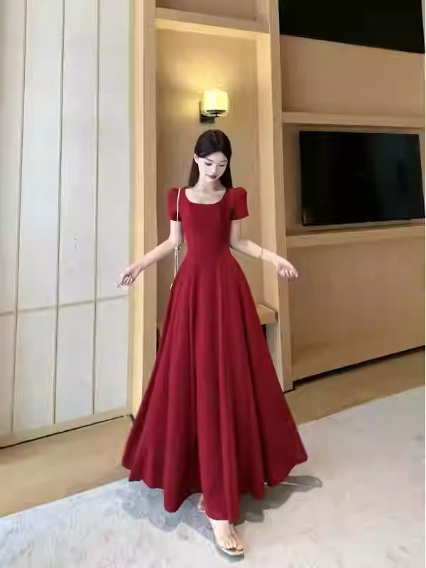 Plus Size Red Square Neck A-Line Midi Dress – Pluspreorder