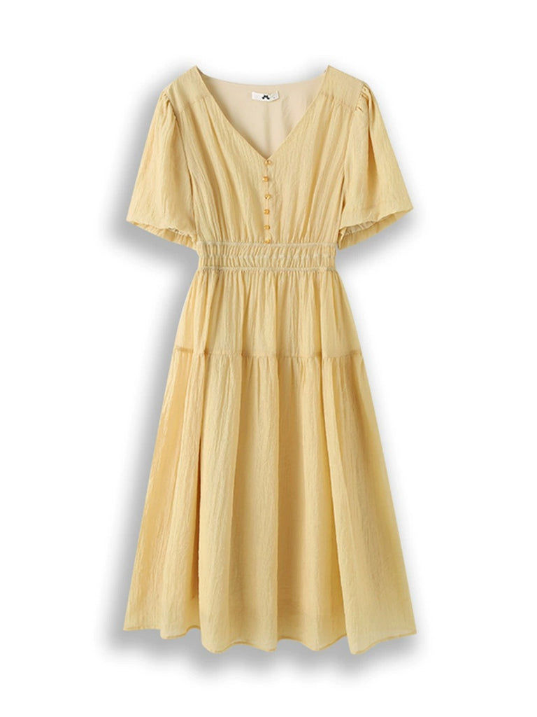 pastel yellow dress plus size Final Sale Plus Size Sleeveless 1 Tiered Maxi Dress in Yellow