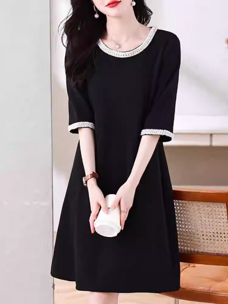 Plus Size Black Chanel-Inspired Trim Dress