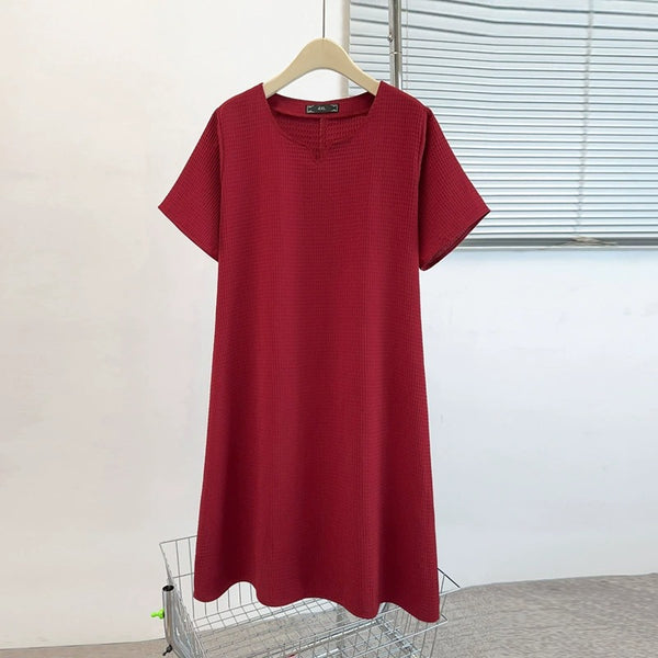 Plus Size Notch Neck A-Line Dress (EXTRA BIG SIZE)