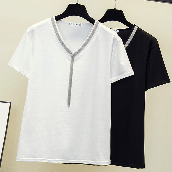 READY STOCK BLACK 3XL -  Plus Size Chains T Shirt Top