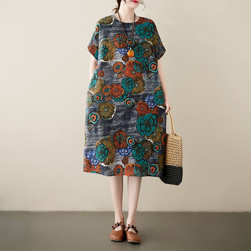 knee length dresses for ladies Plus Size Art Piece Pockets Shift Dress – Pluspreorder