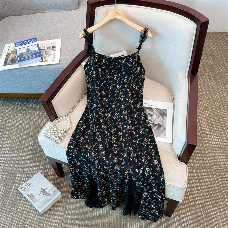 Plus Size Black Floral Camisole Midi Dress