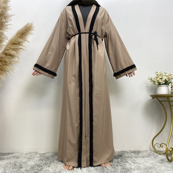 Moria Colourblock Khaki, Black and Lace Maxi Abaya Dress