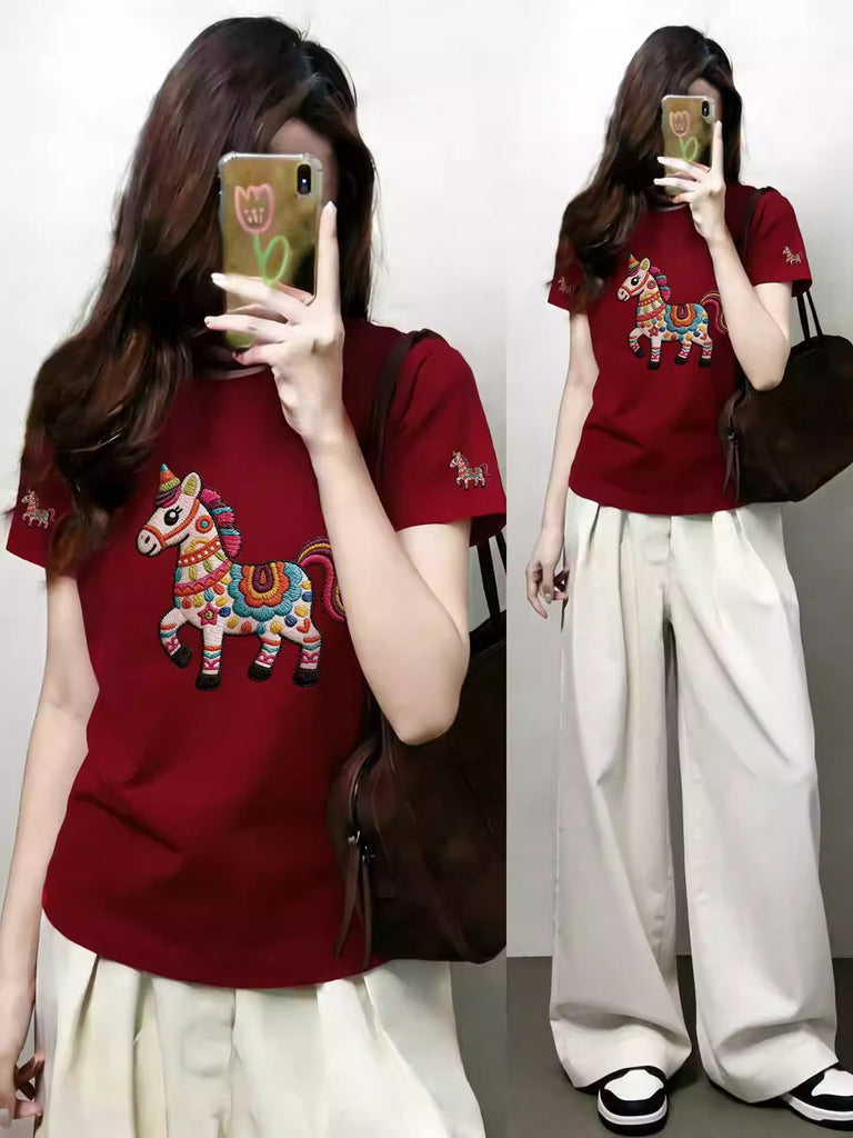 Plus Size Colourful Horse T-Shirt