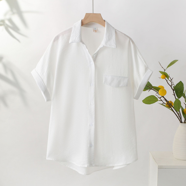 Plus Size Cooling White Short Sleeve Shirt