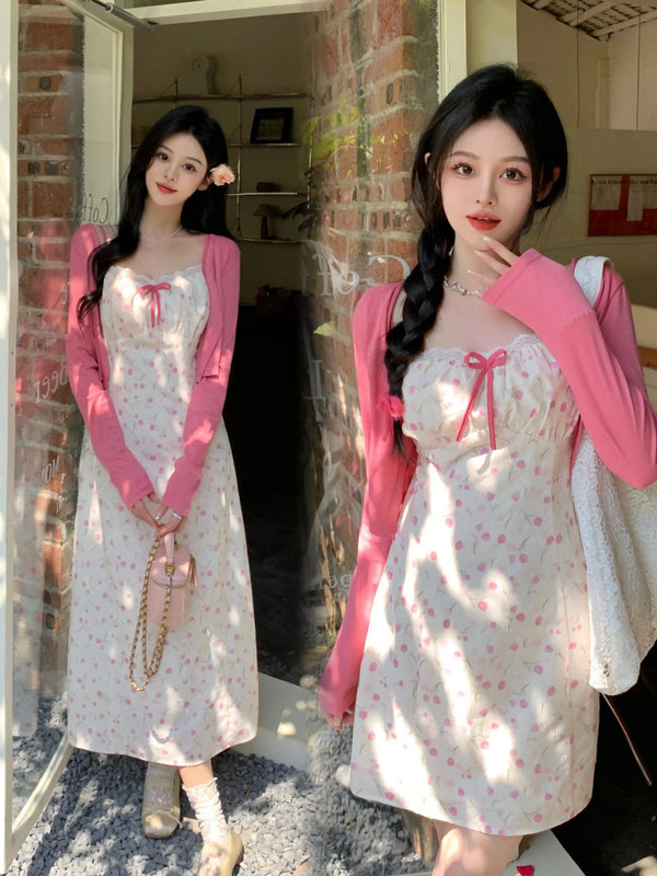 Plus Size Sweet Coquette Camisole Dress and Barbie Pink Cardigan