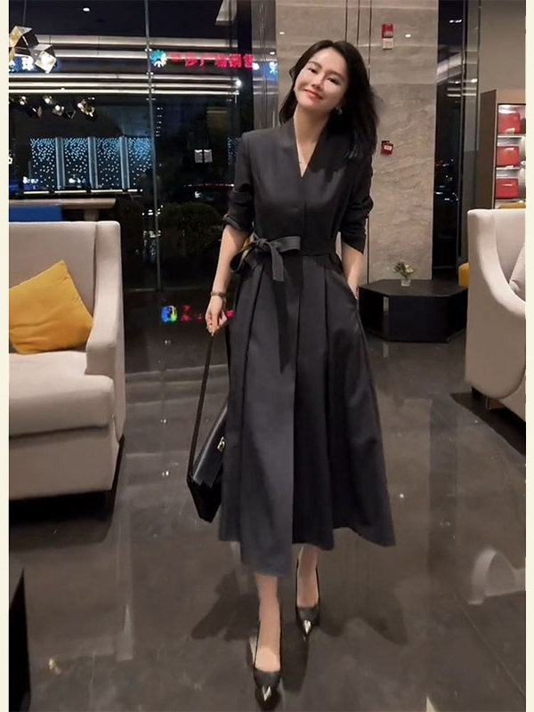 Plus Size Corporate V Neck A Line Dress