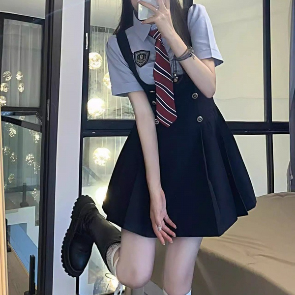 Plus Size Cosplay Student Uniform Shirt Dress