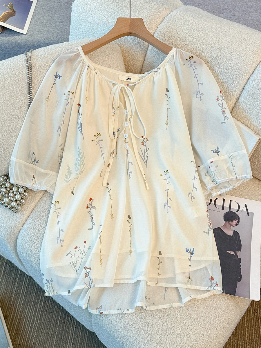 Extra Size Plus Size Cottage Floral Billow Blouse And Skirt Set (EXTRA BIG SIZE ...