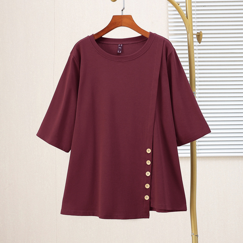 Plus Size Cotton 3/4 Sleeve Tunic Tee (EXTRA BIG SIZE)