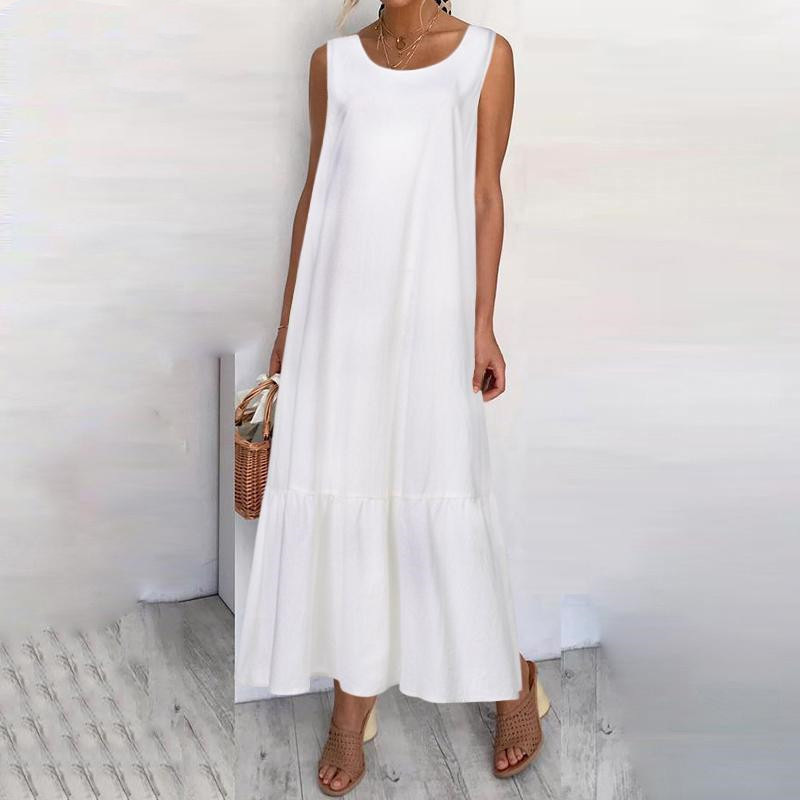 Plus Size Cotton Linen Long Tank Dress