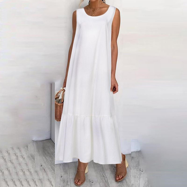 Plus Size Cotton Linen Long Tank Dress