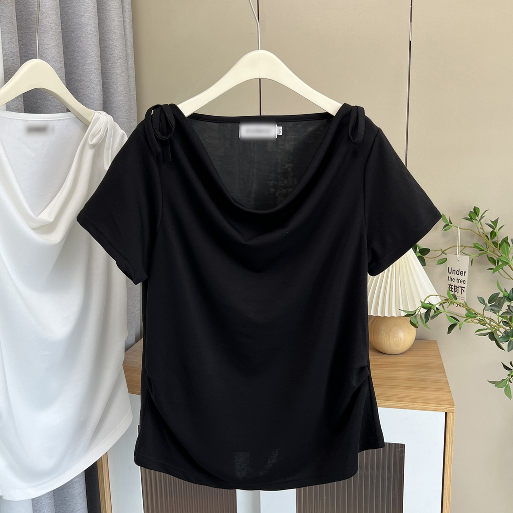 Plus Size Cowl Neck Short Sleeve Blouse