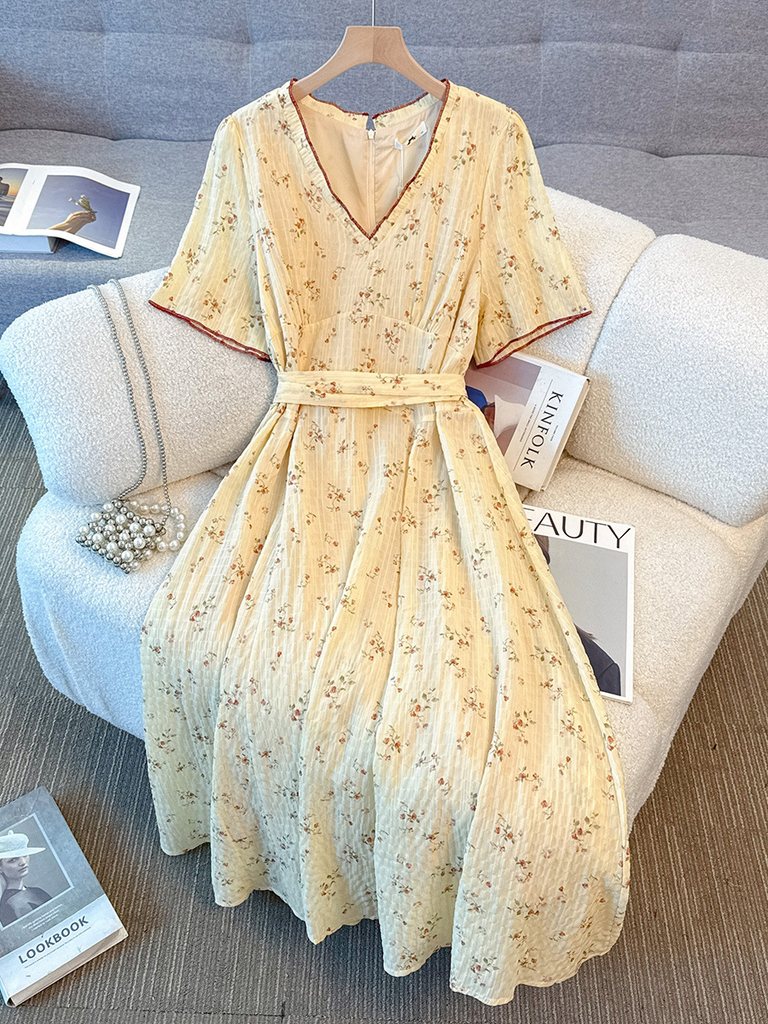 Plus Size Cream Floral Cottage Core Short Sleeve Dress (Extra Big Size –  Pluspreorder