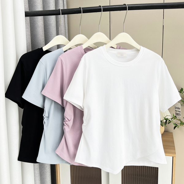 Plus Size Criss Cross Hem Round Neck T Shirt