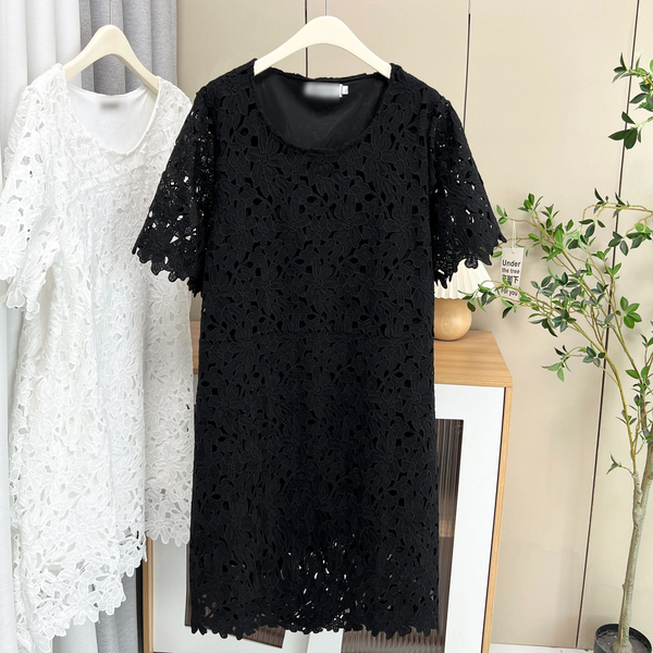 Plus Size Crochet Lace Shift Dress