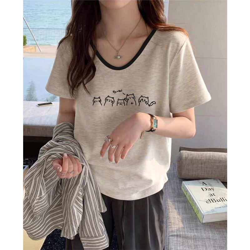Plus Size Cute Graphic Cotton T Shirt (EXTRA BIG SIZE)