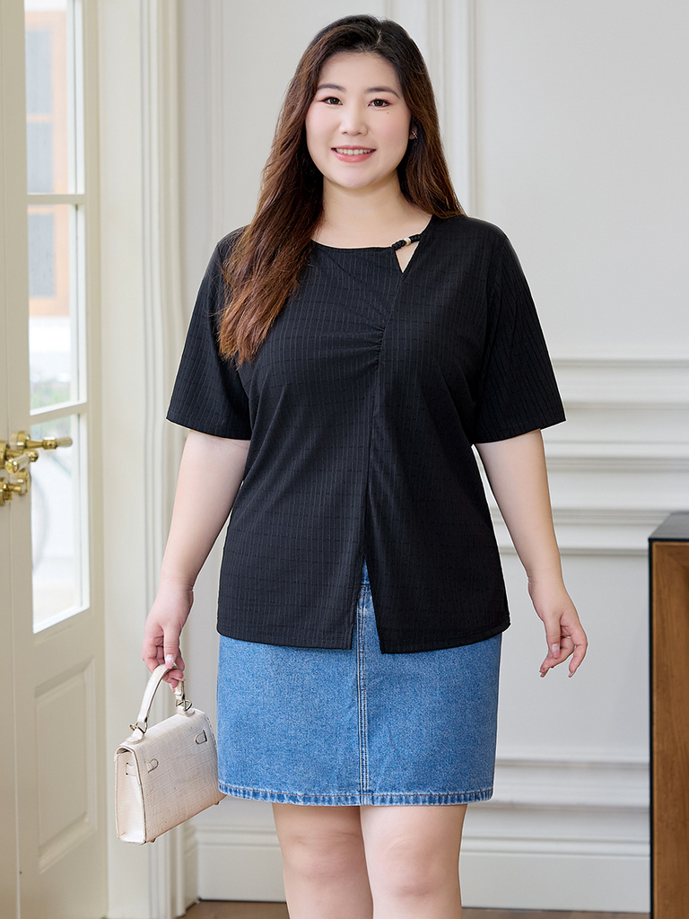 Plus Size Cutout T Shirt