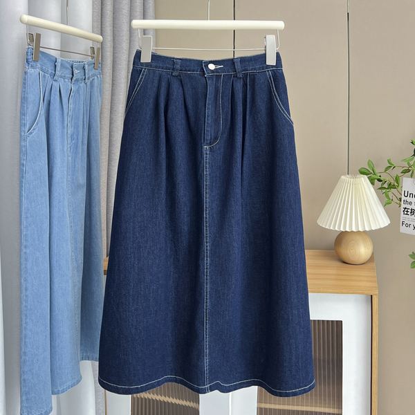 Plus Size Denim Umbrella Skirt