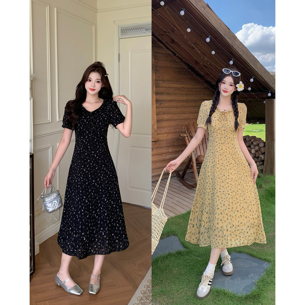 Plus Size Ditsy Floral A Line Short Sleeve Dress