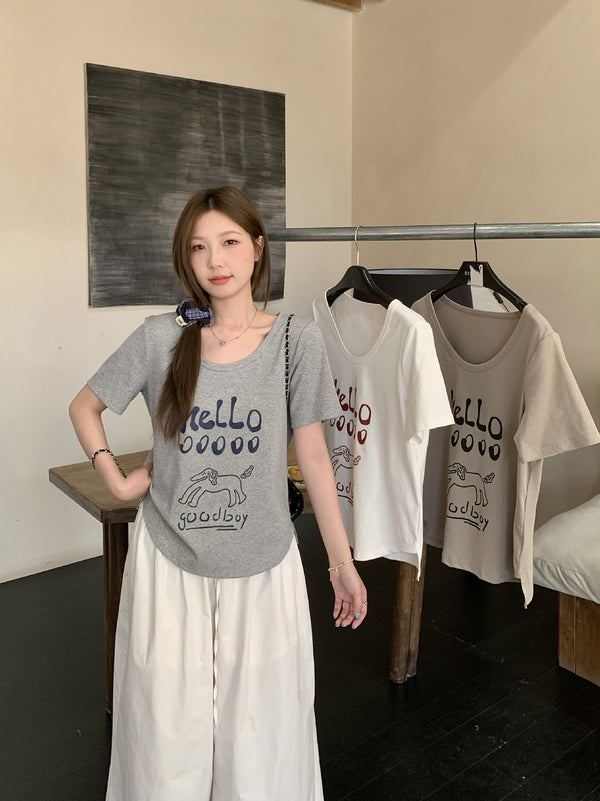 Plus Size Graphic T-Shirt – Dog Print