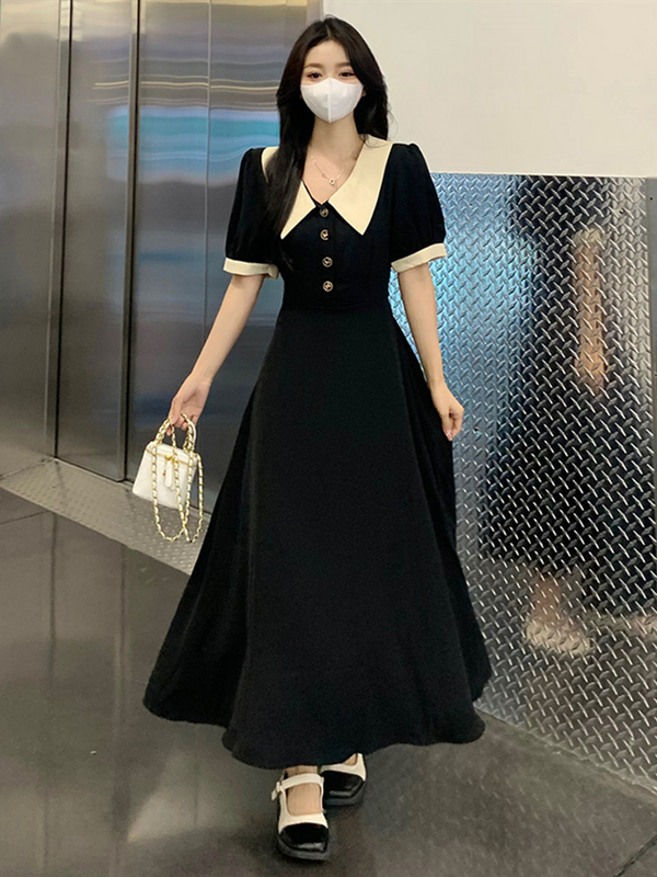Plus Size Doll Collar Midi Shirt Dress