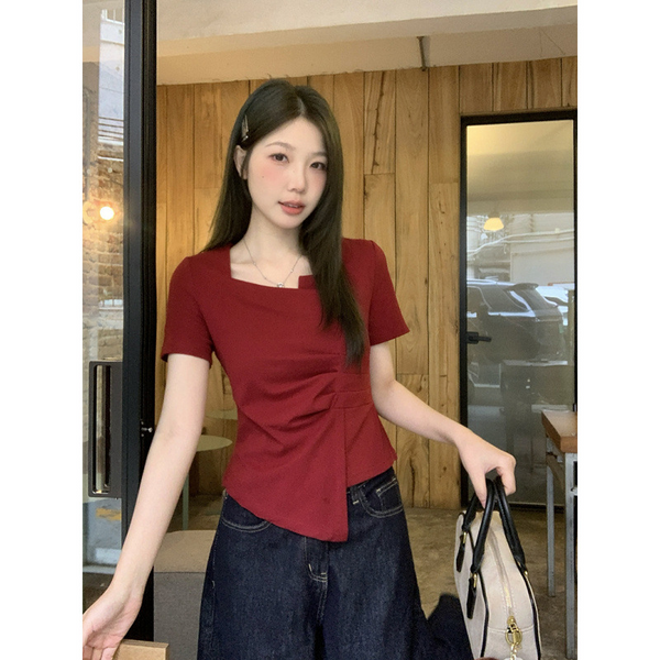 Plus Size Drape Square Neck Tee