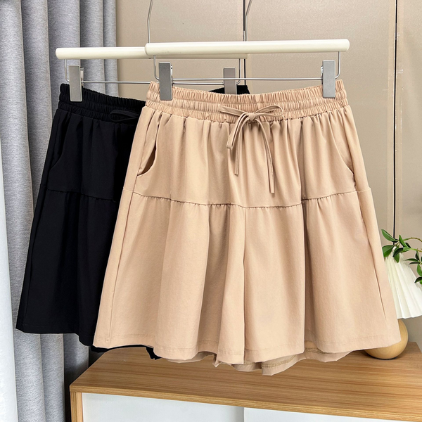 Plus Size Drawstring A Line Skorts