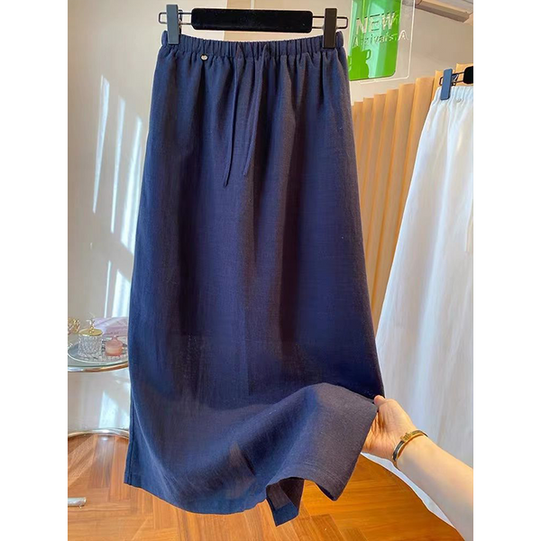 Plus Size Drawstring Midi Skirt
