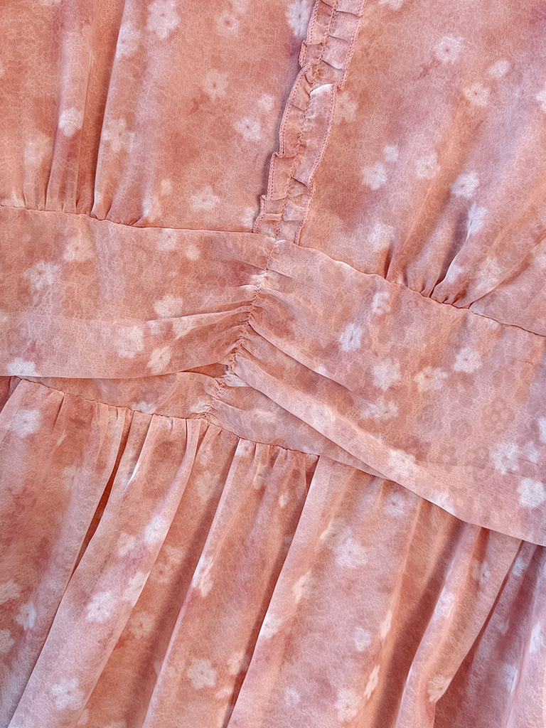 Plus Size Dusty Pink Floral Chiffon 3/4 Sleeve Dress (Extra Big Size) –  Pluspreorder