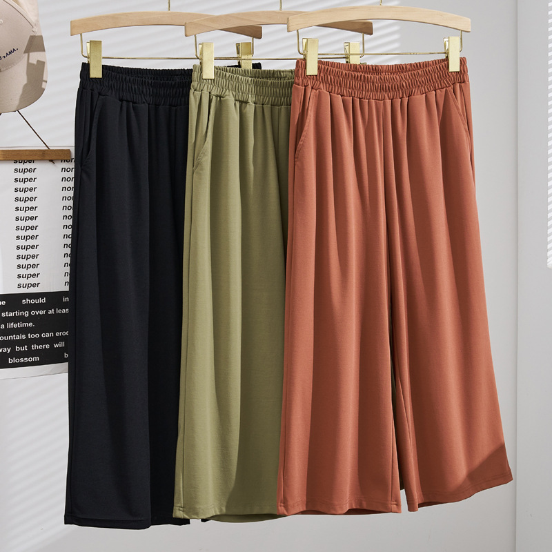 Plus Size Earth Tone Wide Leg Capri Culottes (EXTRA BIG SIZE)