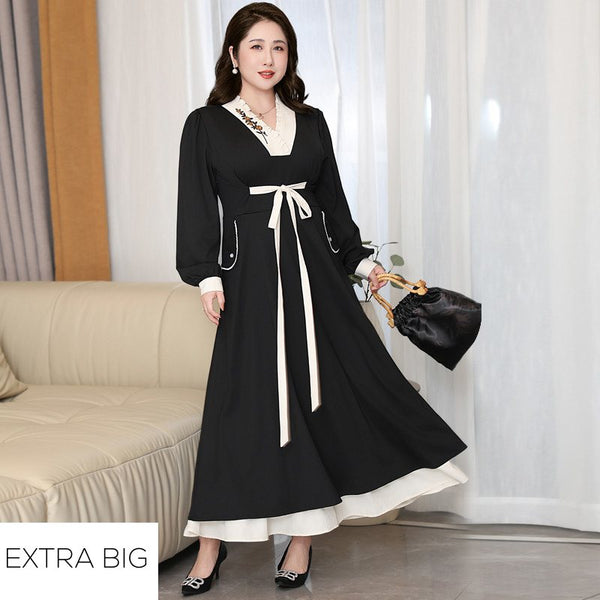 (4XL-8XL) Plus Size Modern Hanbok Long Sleeve Dress (EXTRA BIG SIZE)
