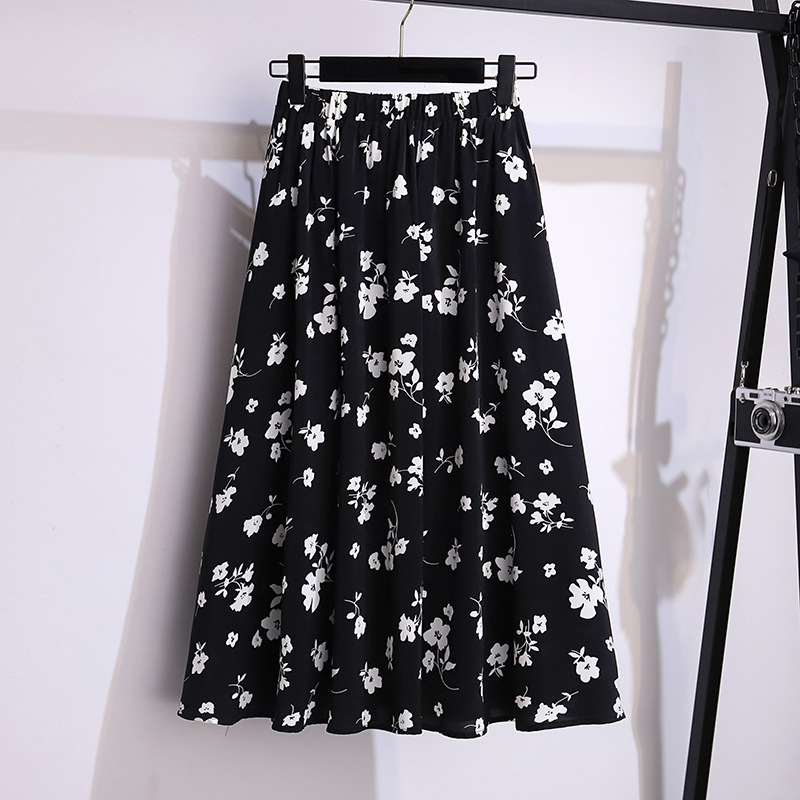 Plus Size Floral A Line Midi Skirt (EXTRA BIG SIZE)