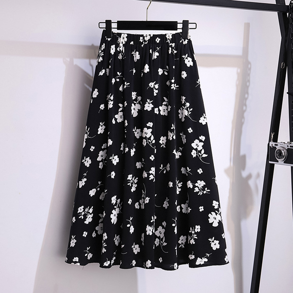 Plus Size Floral A Line Midi Skirt (EXTRA BIG SIZE)