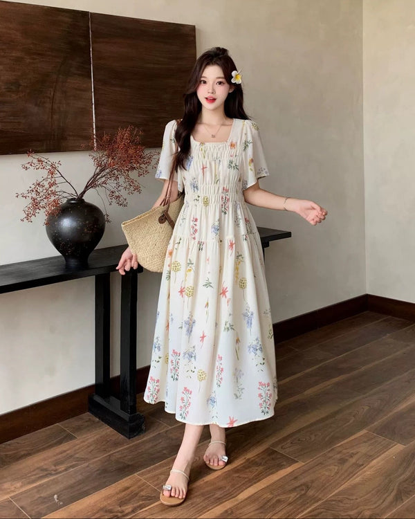 plus size summer floral midi dress relaxed fit outfit