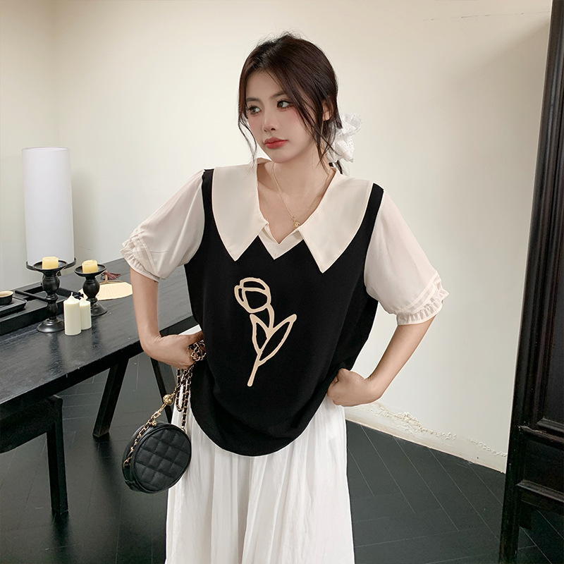 Plus Size Floral Vest Shirt Blouse