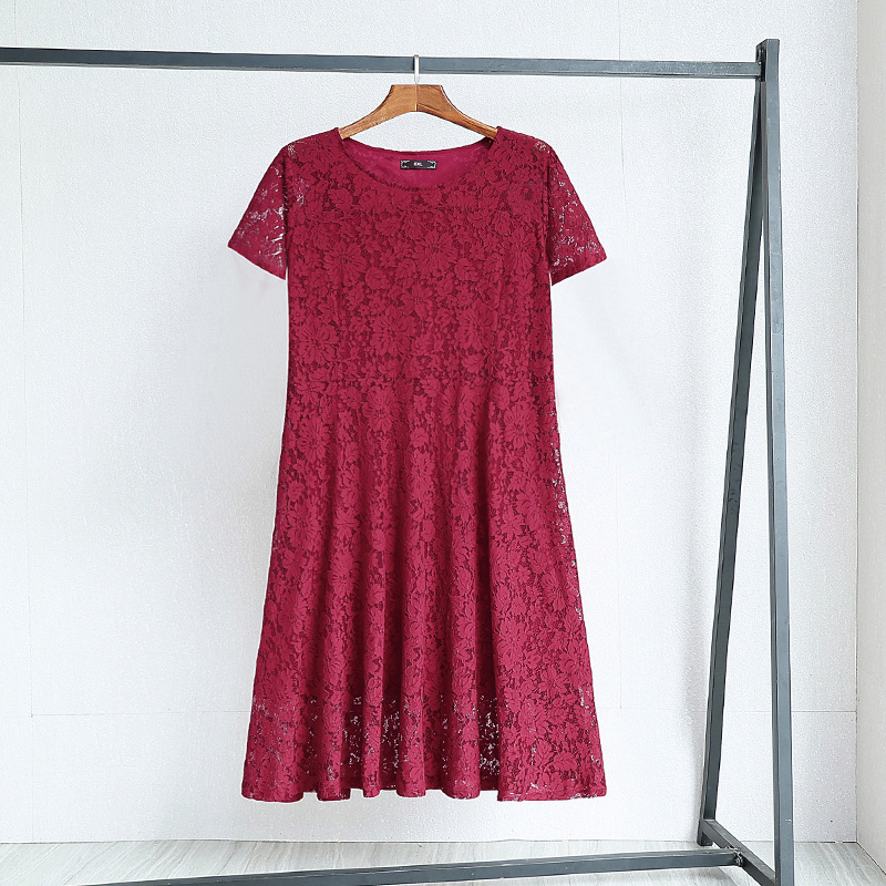 Plus Size Formal Lace Round Neck Dress