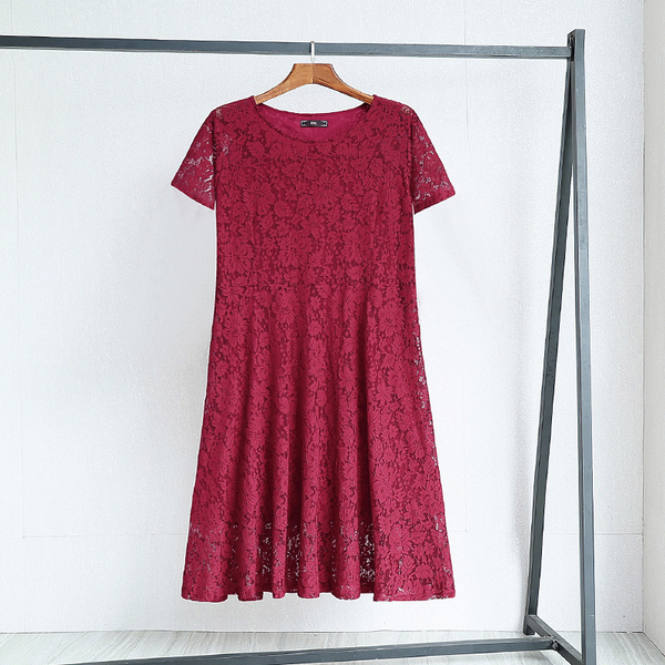 Plus Size Formal Lace Round Neck Dress