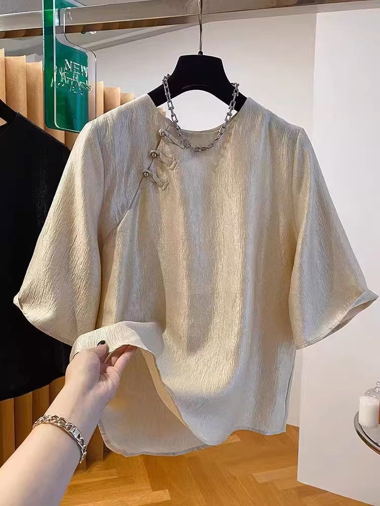 Plus Size Gold Qipao Blouse (EXTRA BIG SIZE)