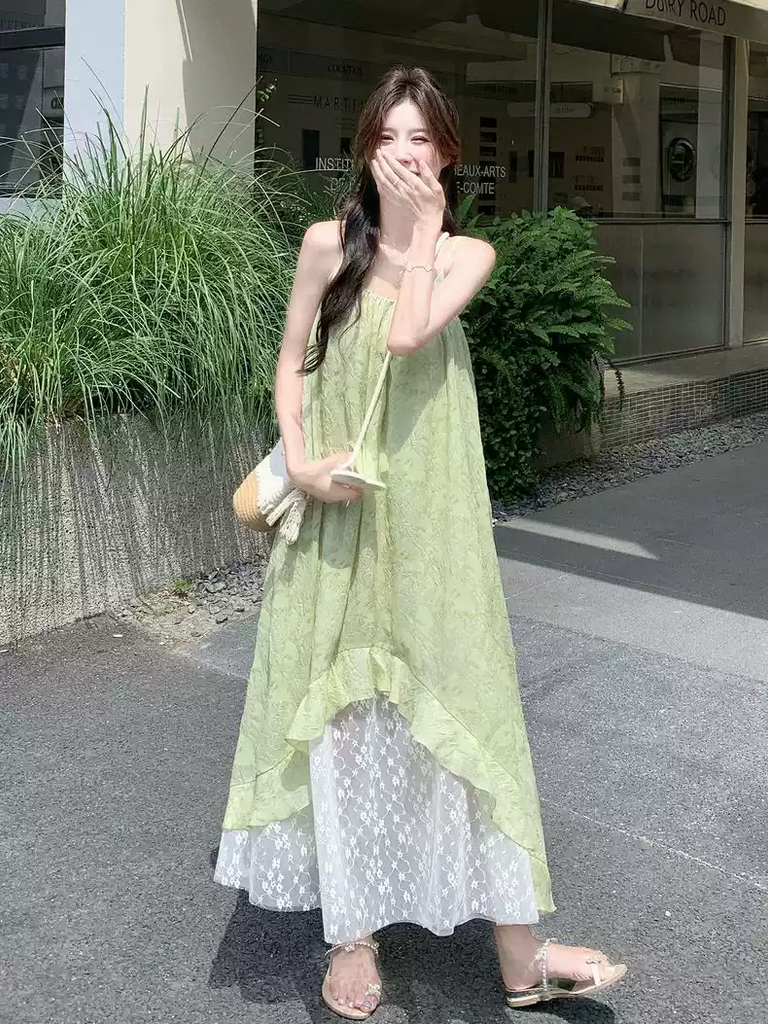 Plus Size Grass Green Loose Camisole Dress (EXTRA BIG SIZE) Pluspreorder Plus Size Grass Green Loose Camisole Dress (EXTRA BIG SIZE) Pluspreorder