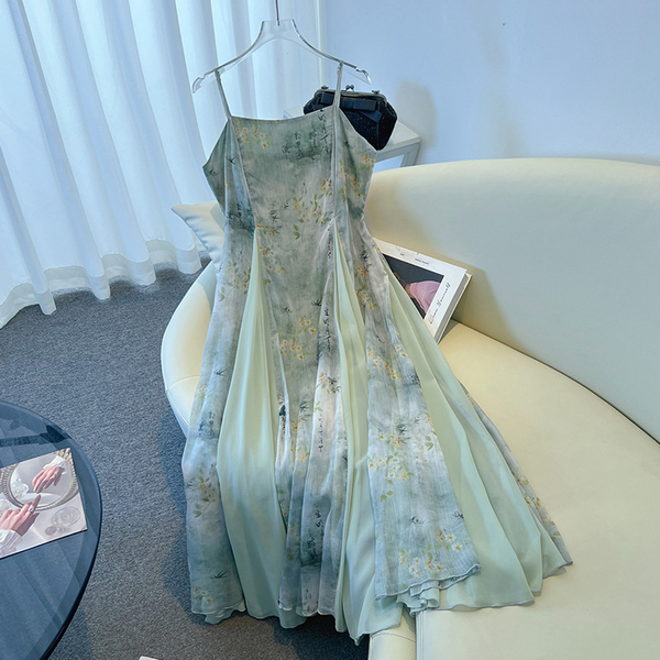 Plus Size Green Dreamy Dress And Pastel Green Cardigan Set (EXTRA BIG SIZE)