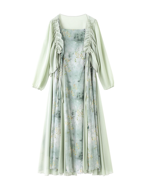 Extra Size Plus Size Green Oriental Dress And Cardigan (EXTRA BIG SIZE) β Pluspreorder