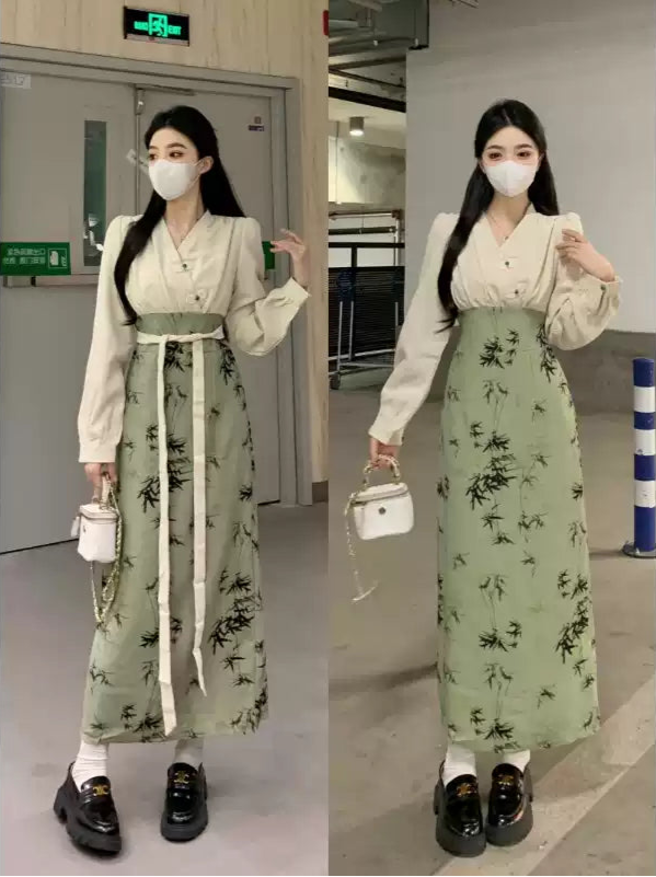 Plus Size Hanbok Long Sleeve Dress