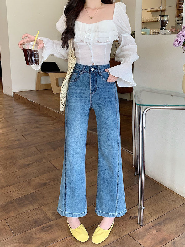 Plus Size High Waist Wide Leg Jeans – Structured Flare Denim