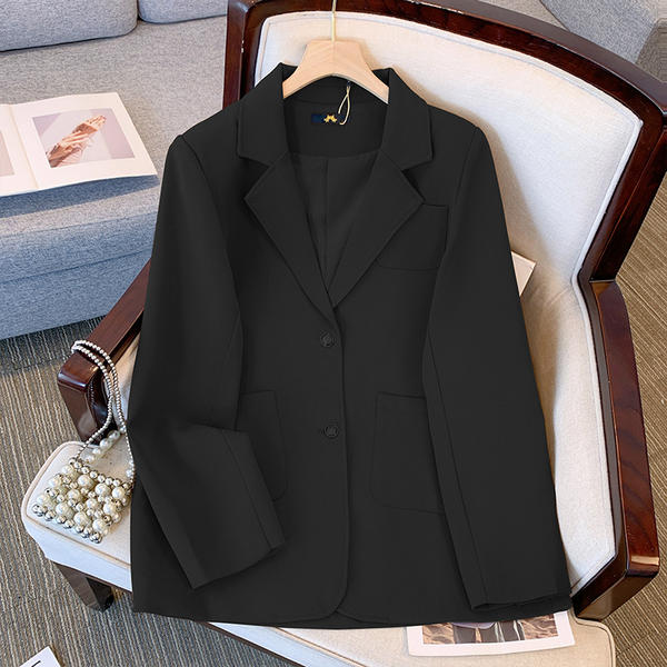 Plus Size Korean Black Blazer And Dress Set (EXTRA BIG SIZE)